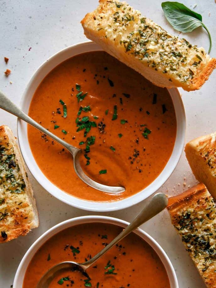 Soup with Garlic Bread
